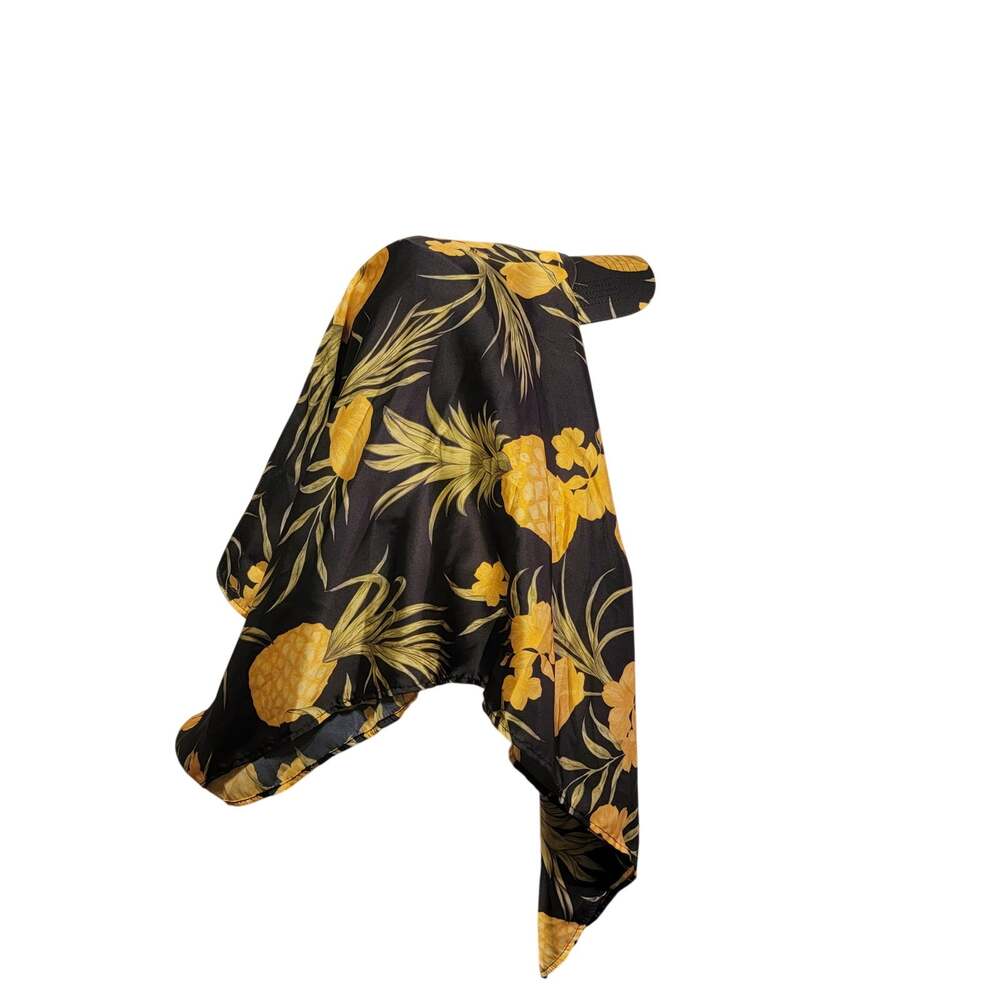 A New Day Tropical Pineapple Print Scarf Back Baseball Hat Black/Yellow